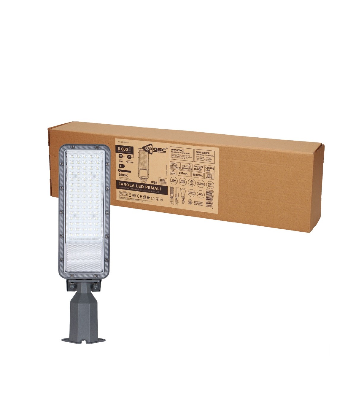 Farola PEMALI 50W 6200Lm 140ºx70º IP65