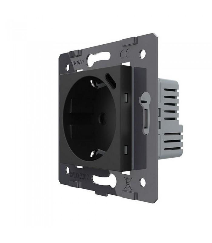 Toma Schuko + USB C 16A Negro LIVOLO 3.0