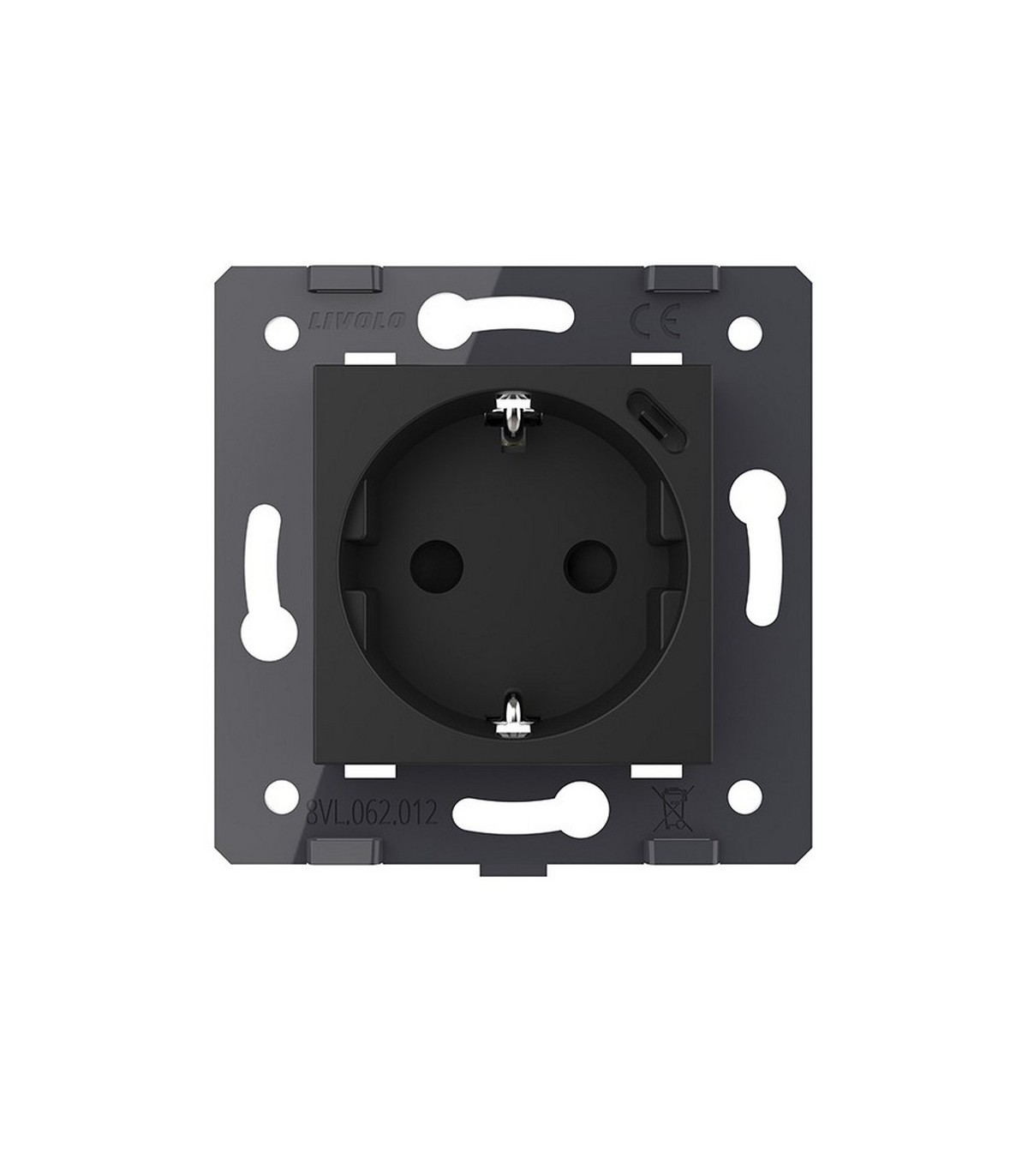 Toma Schuko + USB C 16A Negro LIVOLO 3.0
