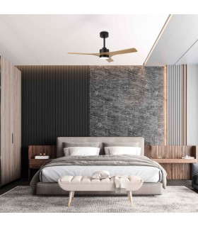 Ventilador THAY DC APP Negro/Madera 30W 3300Lm 3 Aspas CCT