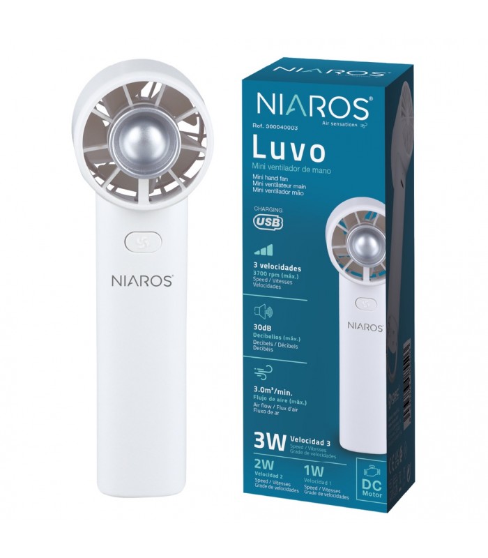 Mini ventilador de mano LUVO USB recargable Blanco