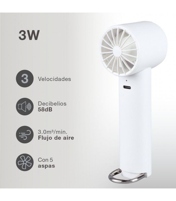 Mini ventilador de mano LUVO USB recargable Blanco