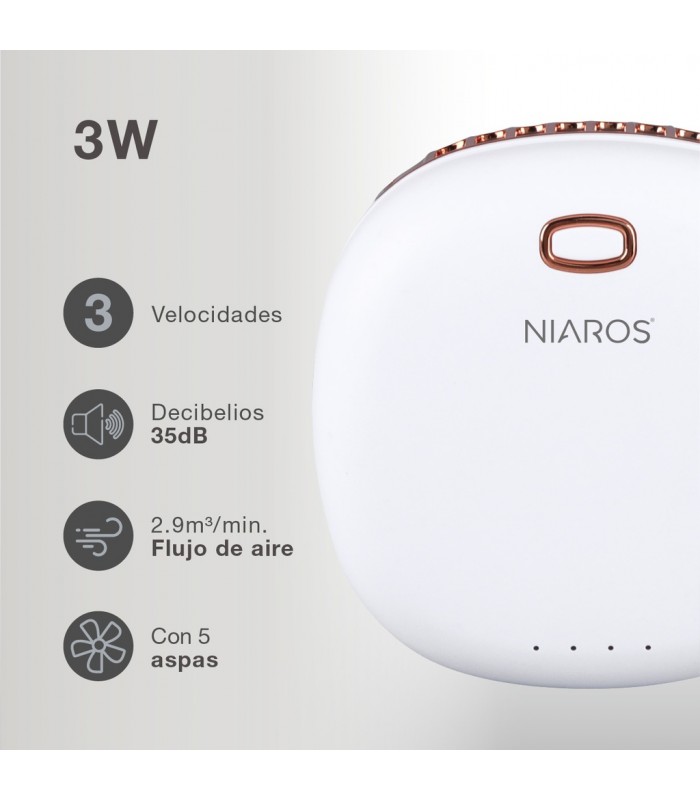 Ventilador portátil YULARA USB recargable Blanco