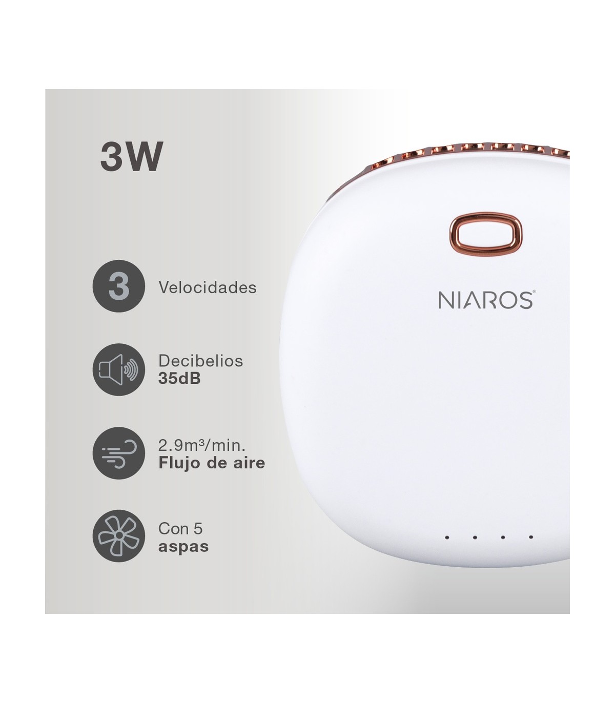 Ventilador portátil YULARA USB recargable Blanco