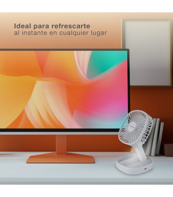 Mini ventilador de mano plegable COOBER con Luz USB recargable Blanco