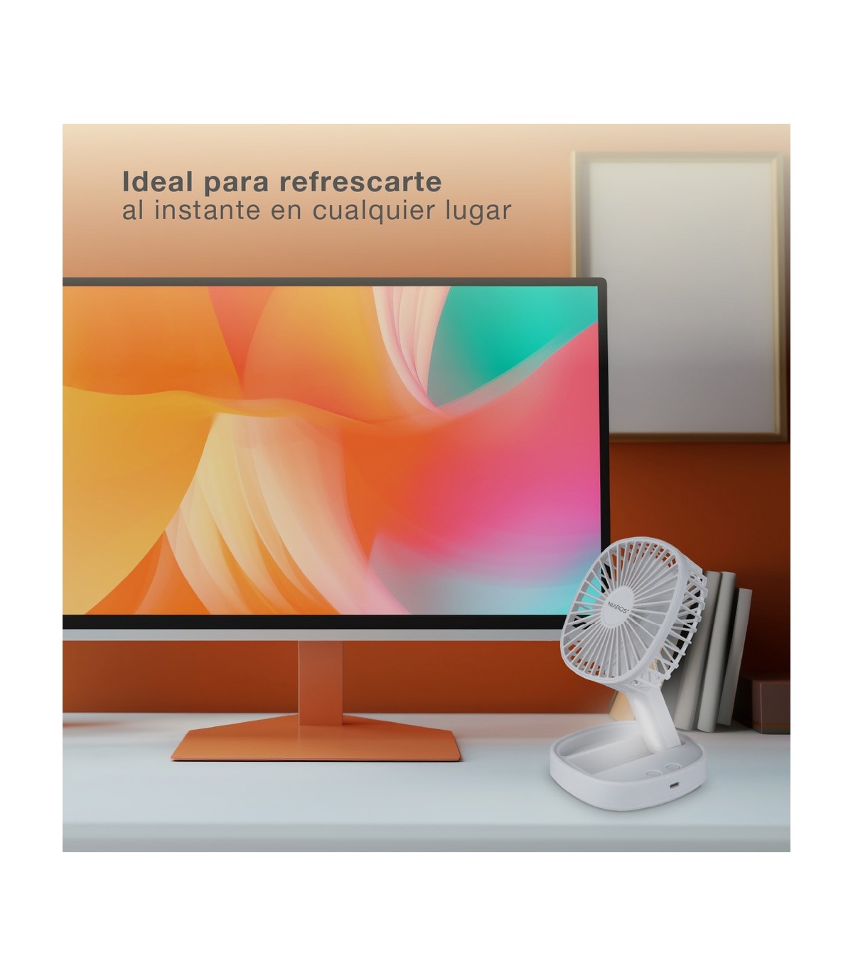 Mini ventilador de mano plegable COOBER con Luz USB recargable Blanco