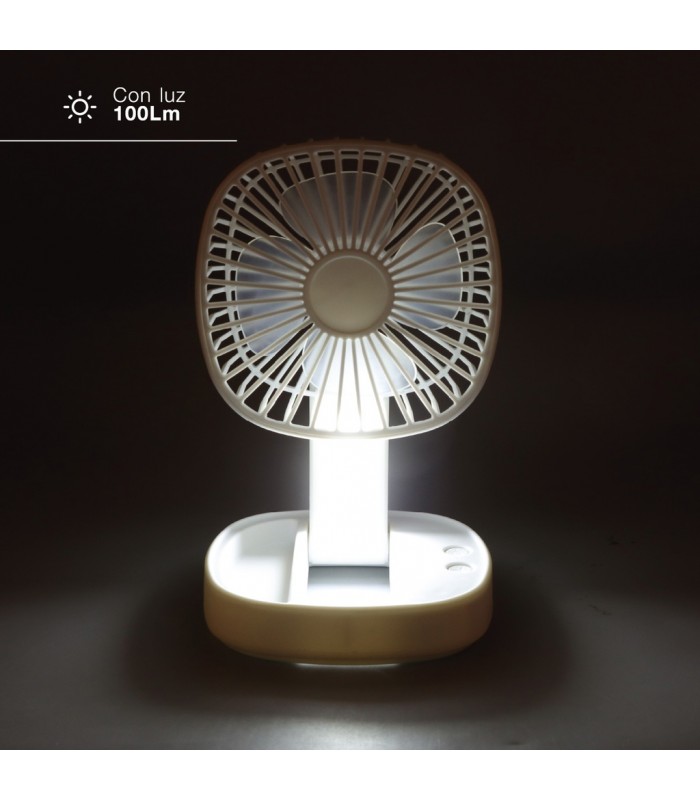 Mini ventilador de mano plegable COOBER con Luz USB recargable Blanco