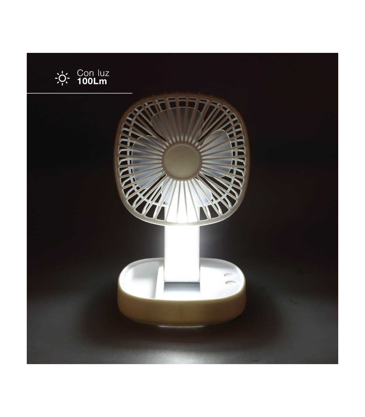 Mini ventilador de mano plegable COOBER con Luz USB recargable Blanco