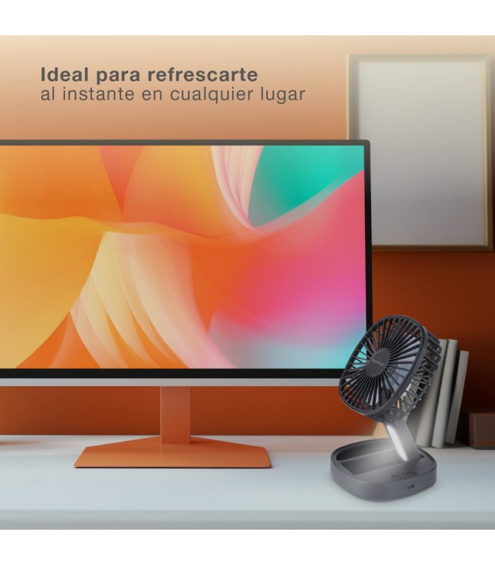Mini ventilador de mano plegable COOBER con Luz USB recargable Negro