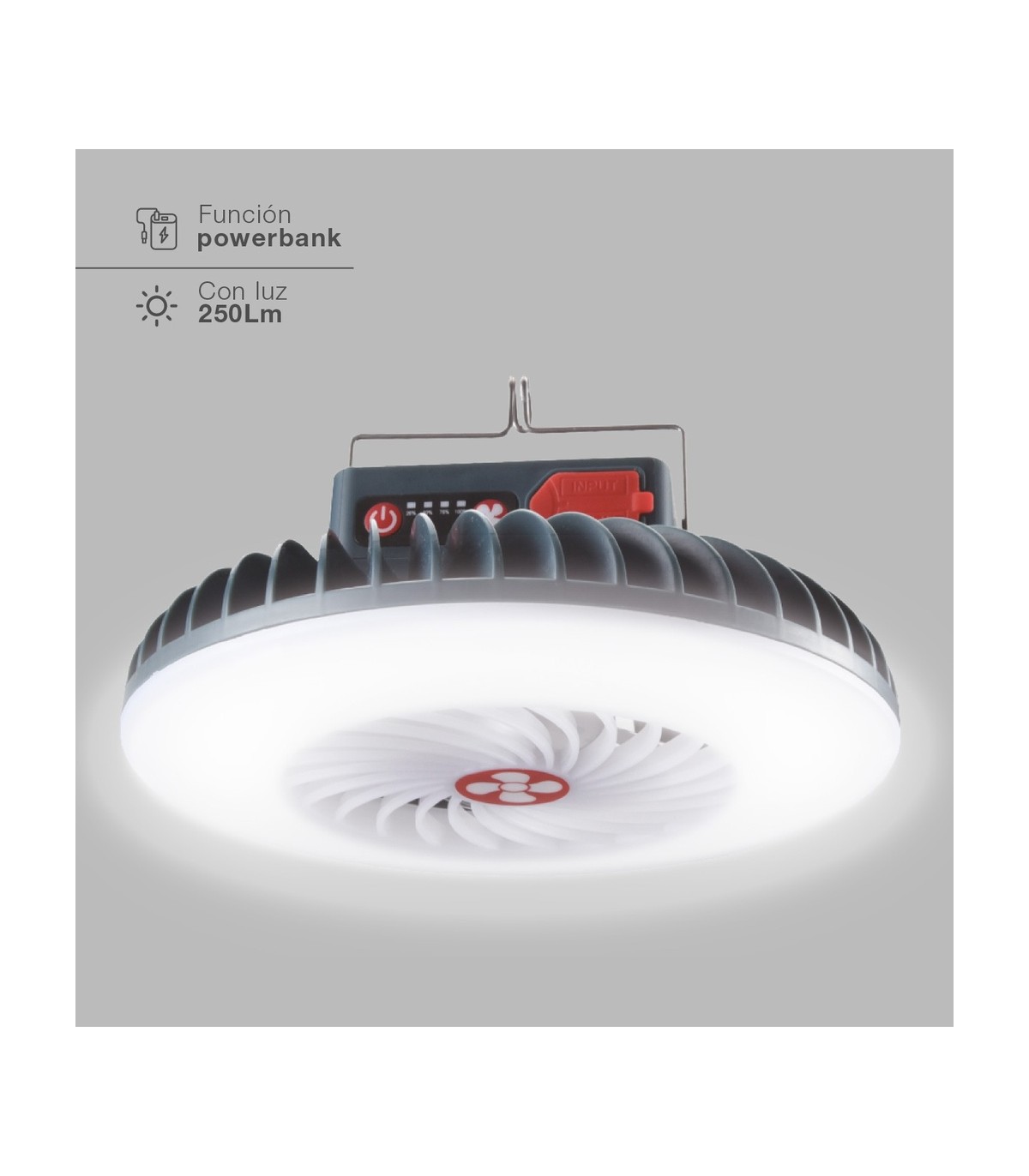 Mini ventilador solar TANAMI con Luz y Trípode flexible USB recargable