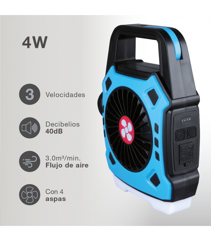 Ventilador de camping STAWELL con Luz USB recargable