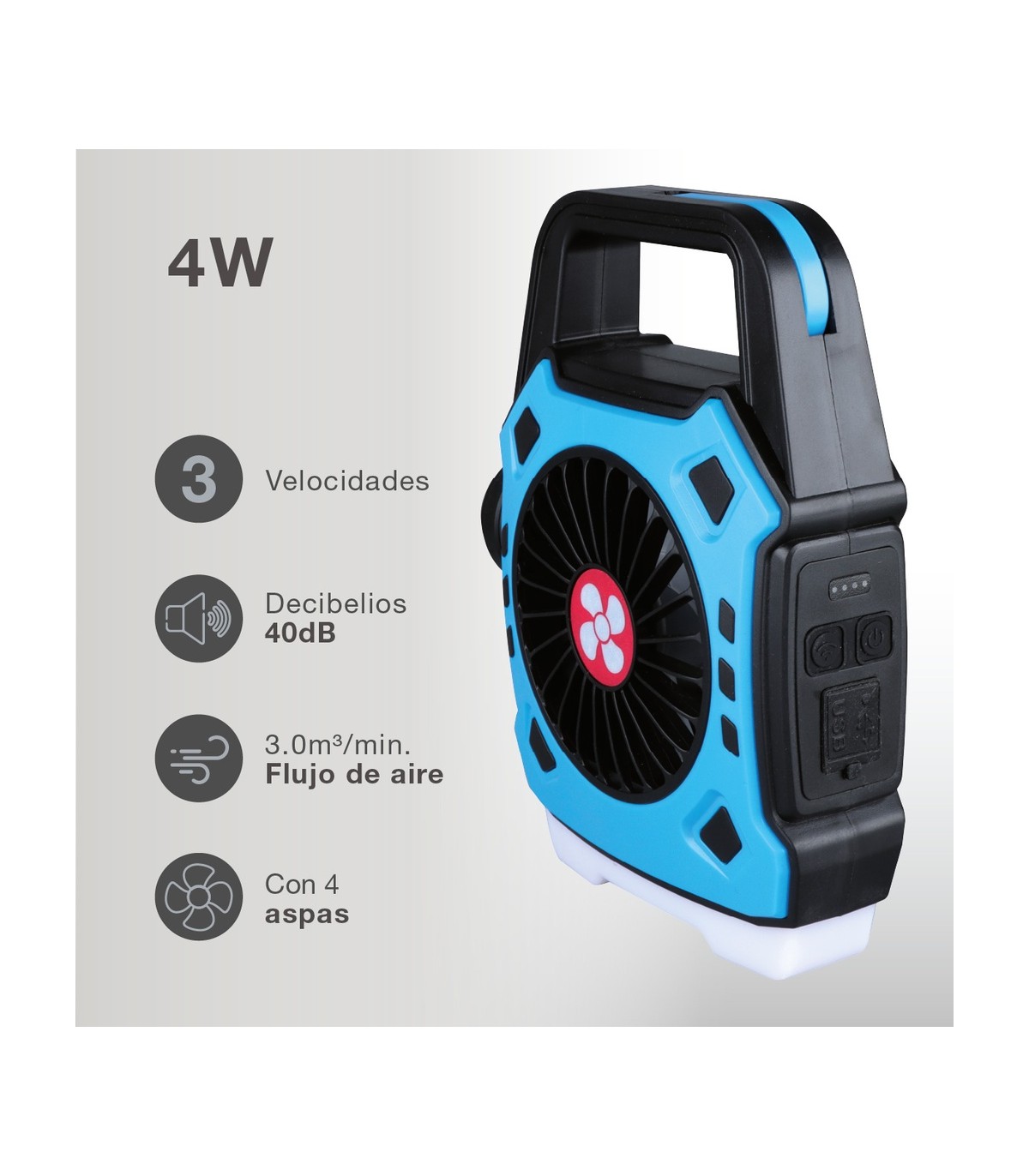 Ventilador de camping STAWELL con Luz USB recargable