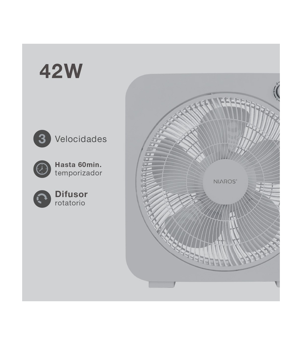Ventilador de Sobremesa BRONTE 45W Ø31cm Gris