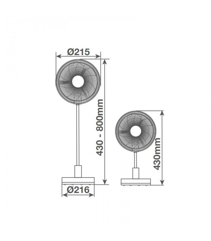 Ventilador portátil de pie ANKRO plegable 7W Ø21.5cm Blanco