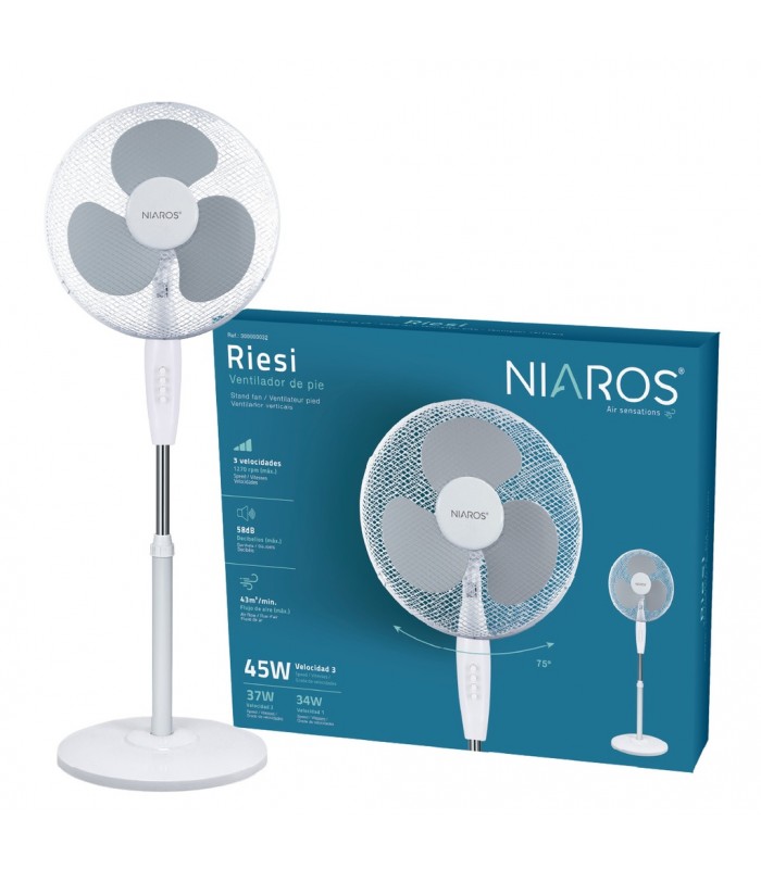 Ventilador de Pie RIESI 45W Ø43cm Blanco