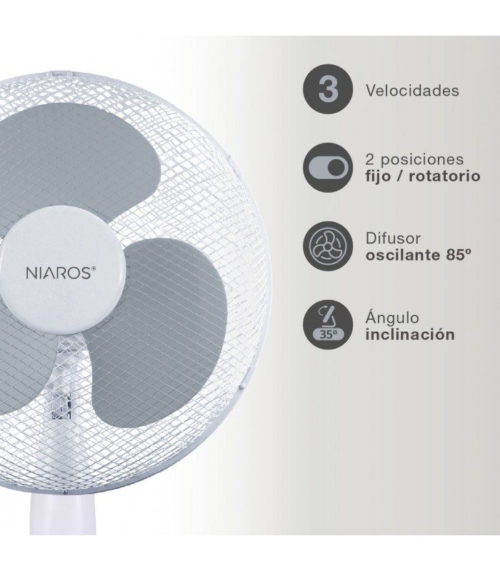 Ventilador de Pie RIESI 45W Ø43cm Blanco