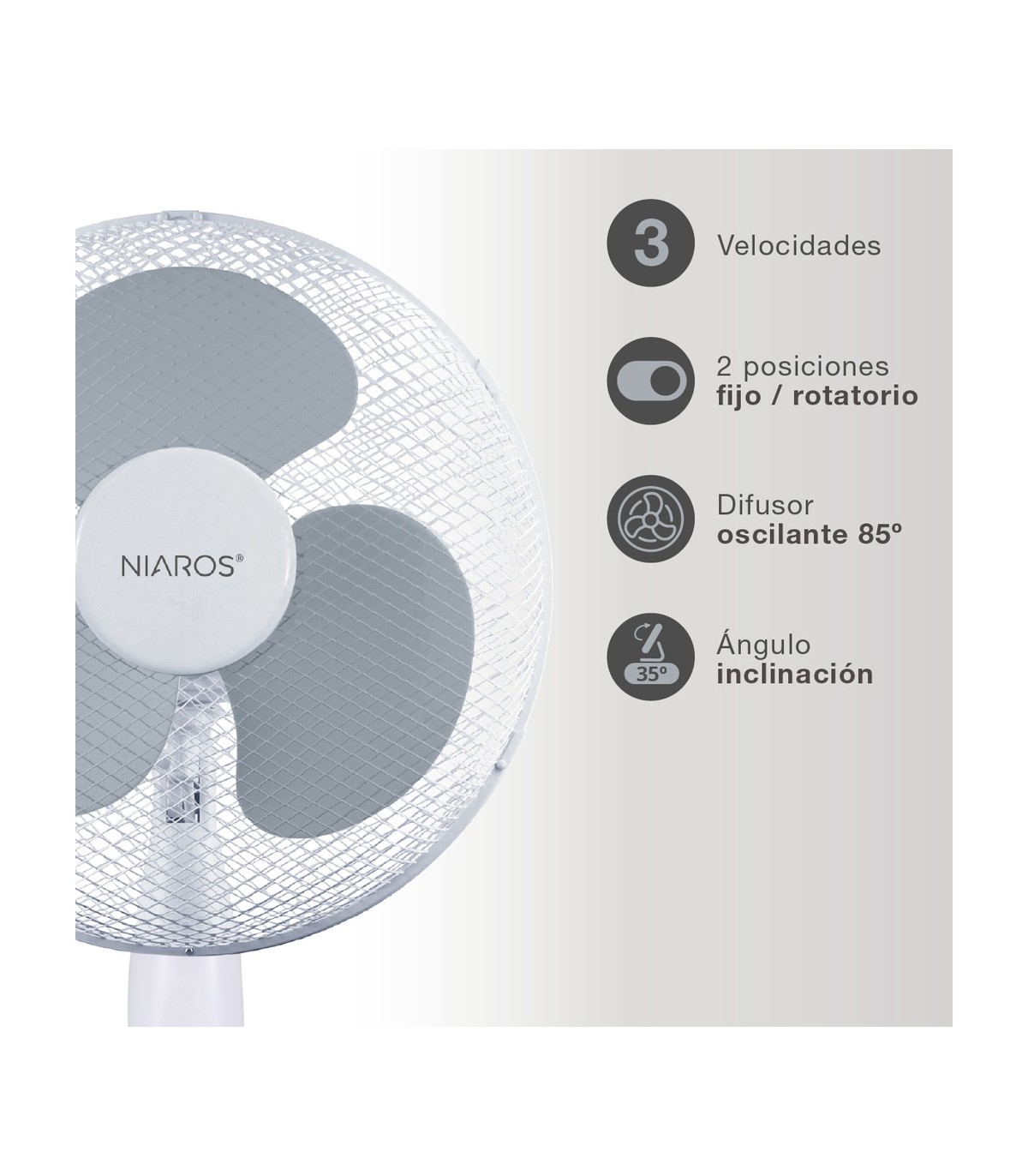 Ventilador de Pie RIESI 45W Ø43cm Blanco