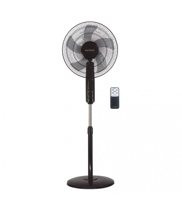 Ventilador de Pie LUNGRA con mando y temporizador 50W Ø43cm Negro