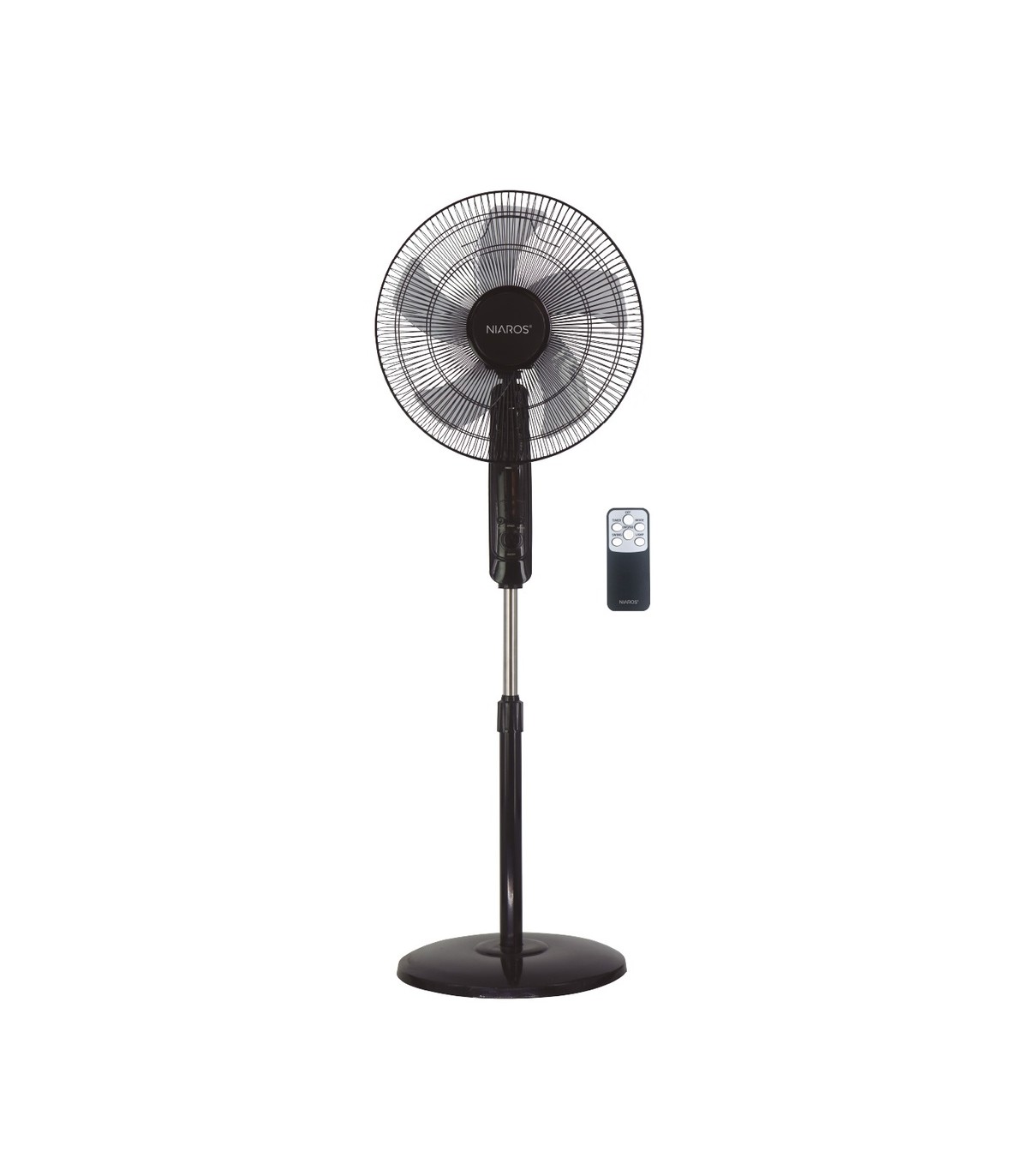 Ventilador de Pie LUNGRA con mando y temporizador 50W Ø43cm Negro