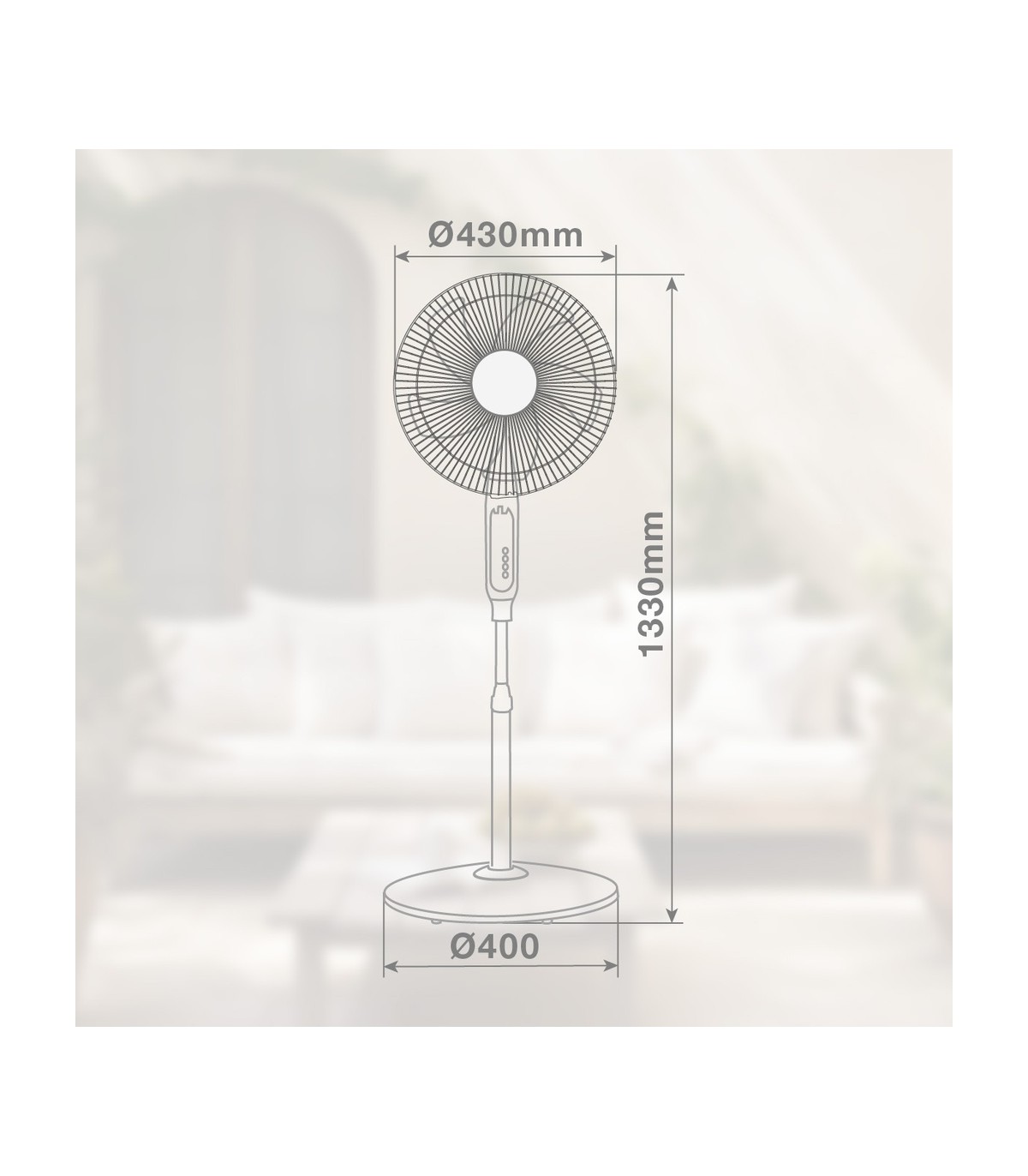 Ventilador de Pie LUNGRA con mando y temporizador 50W Ø43cm Negro