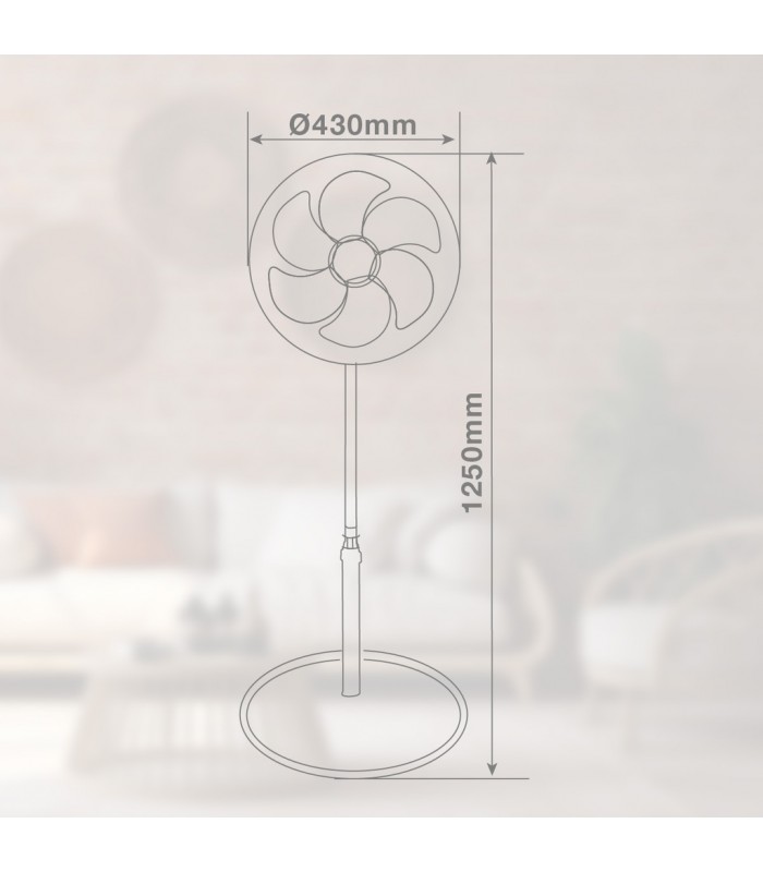 Ventilador de Pie SORTINA con mando y temporizador 65W Ø43cm Blanco