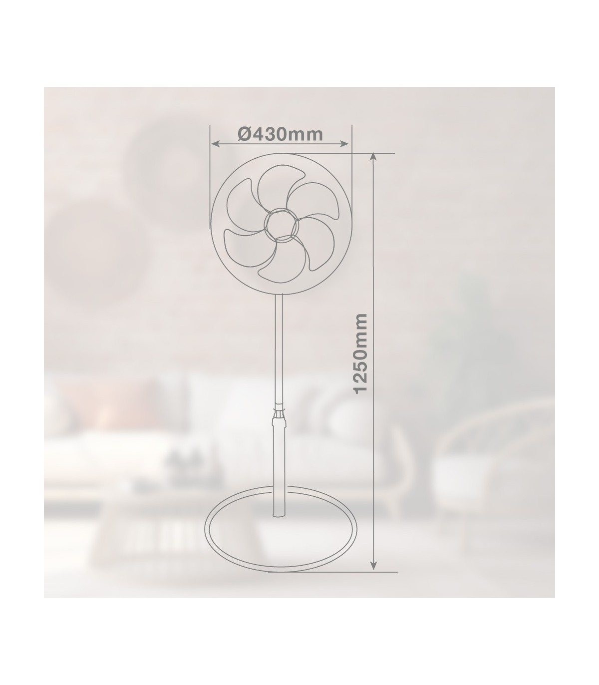 Ventilador de Pie SORTINA con mando y temporizador 65W Ø43cm Blanco