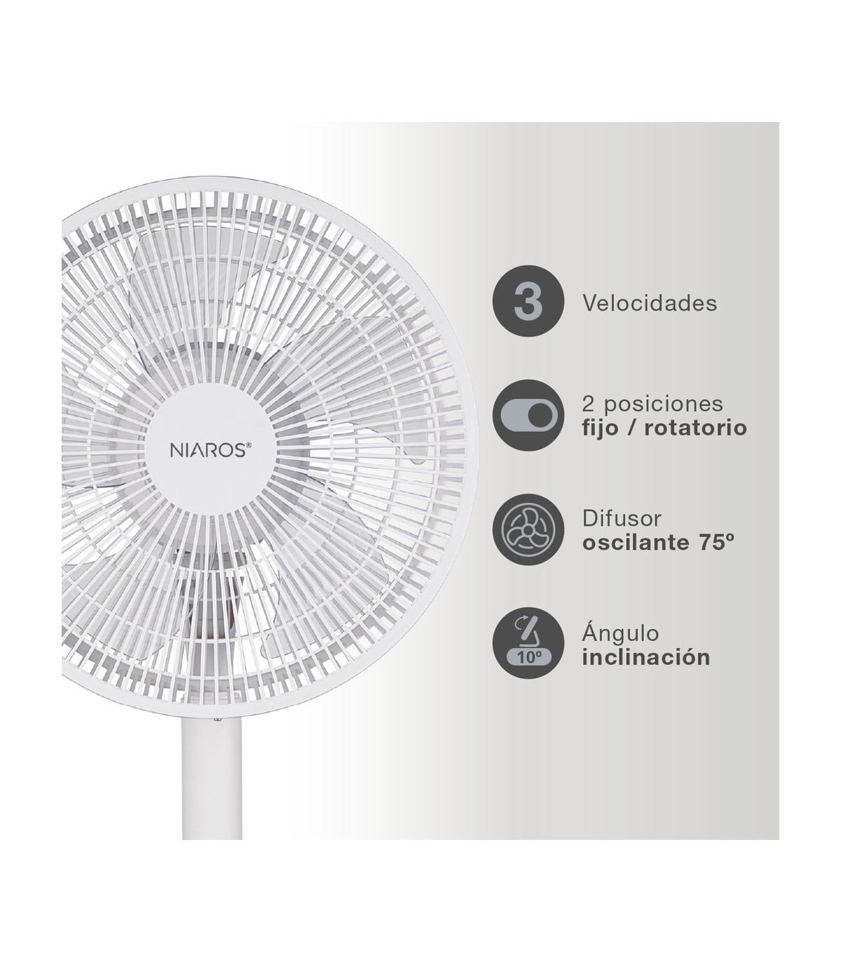 Ventilador de Pie PUNCHA 35W Ø34cm Blanco