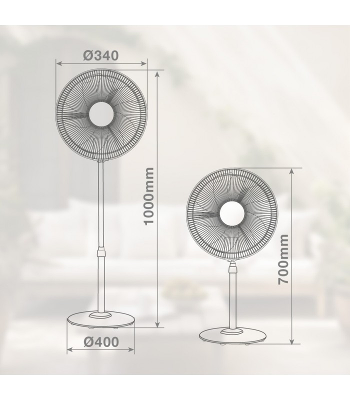 Ventilador de Pie PUNCHA 35W Ø34cm Blanco