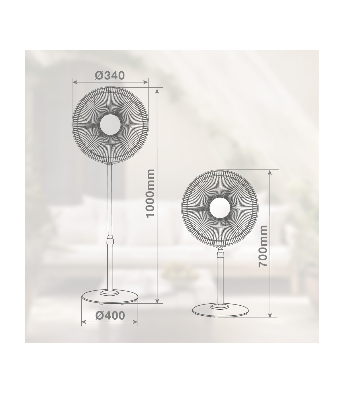 Ventilador de Pie PUNCHA 35W Ø34cm Blanco
