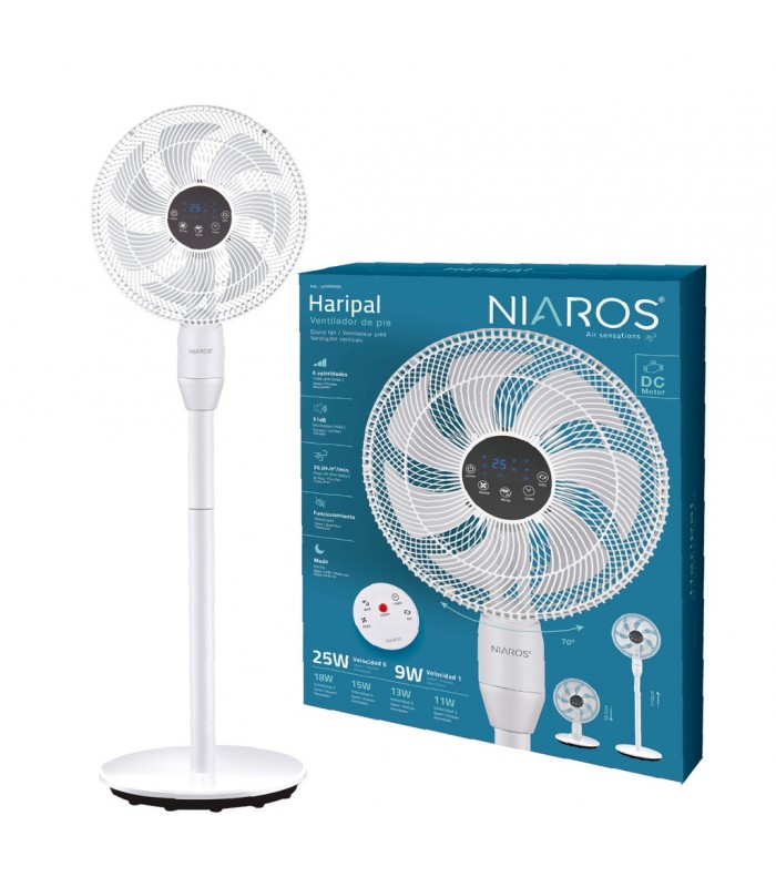 Ventilador de Pie HARIPAL 25W Ø36cm Blanco