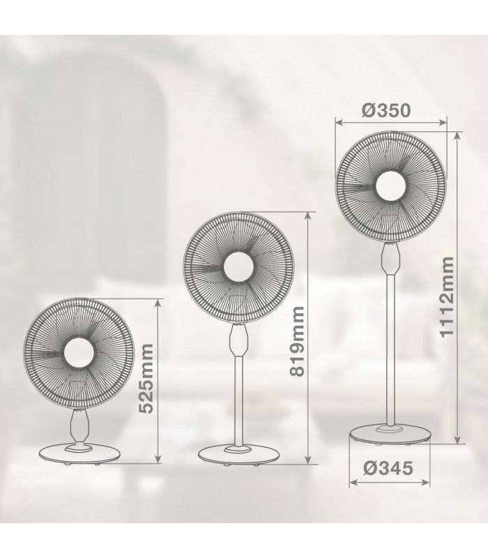 Ventilador de Pie HARIPAL 25W Ø36cm Blanco