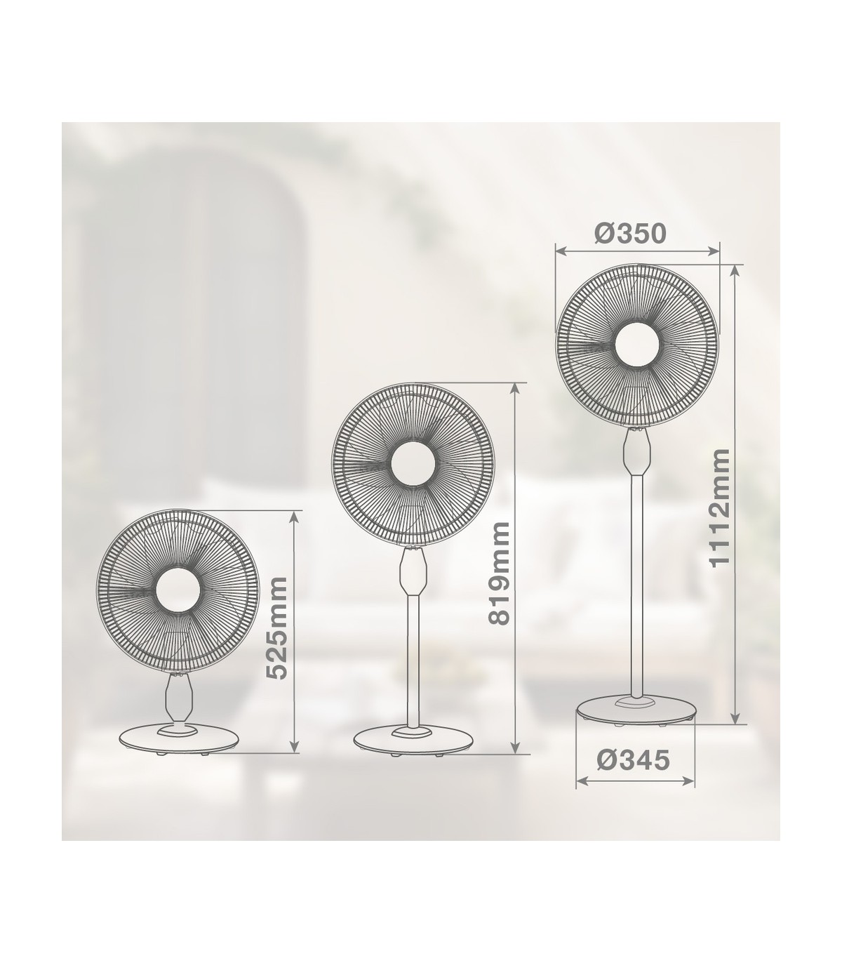 Ventilador de Pie HARIPAL 25W Ø36cm Blanco