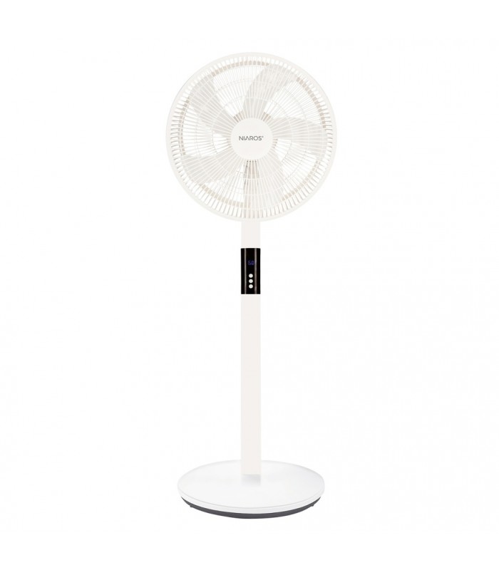 Ventilador portátil de pie SANLURI con mando 15W Ø39cm Blanco