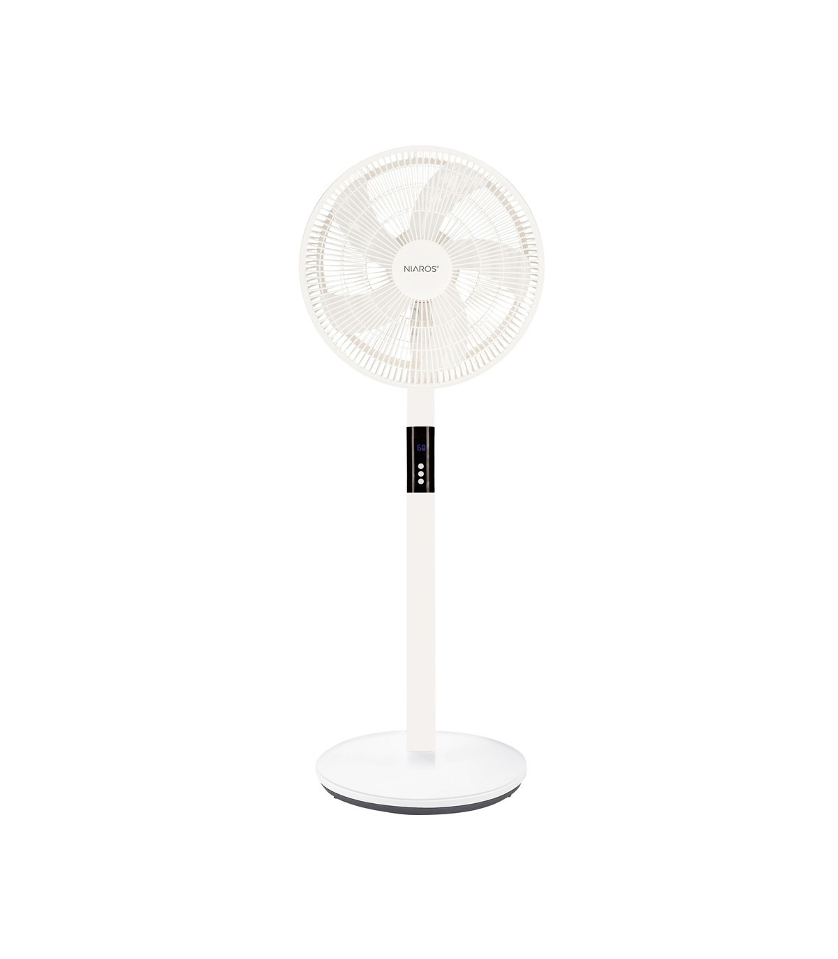 Ventilador portátil de pie SANLURI con mando 15W Ø39cm Blanco