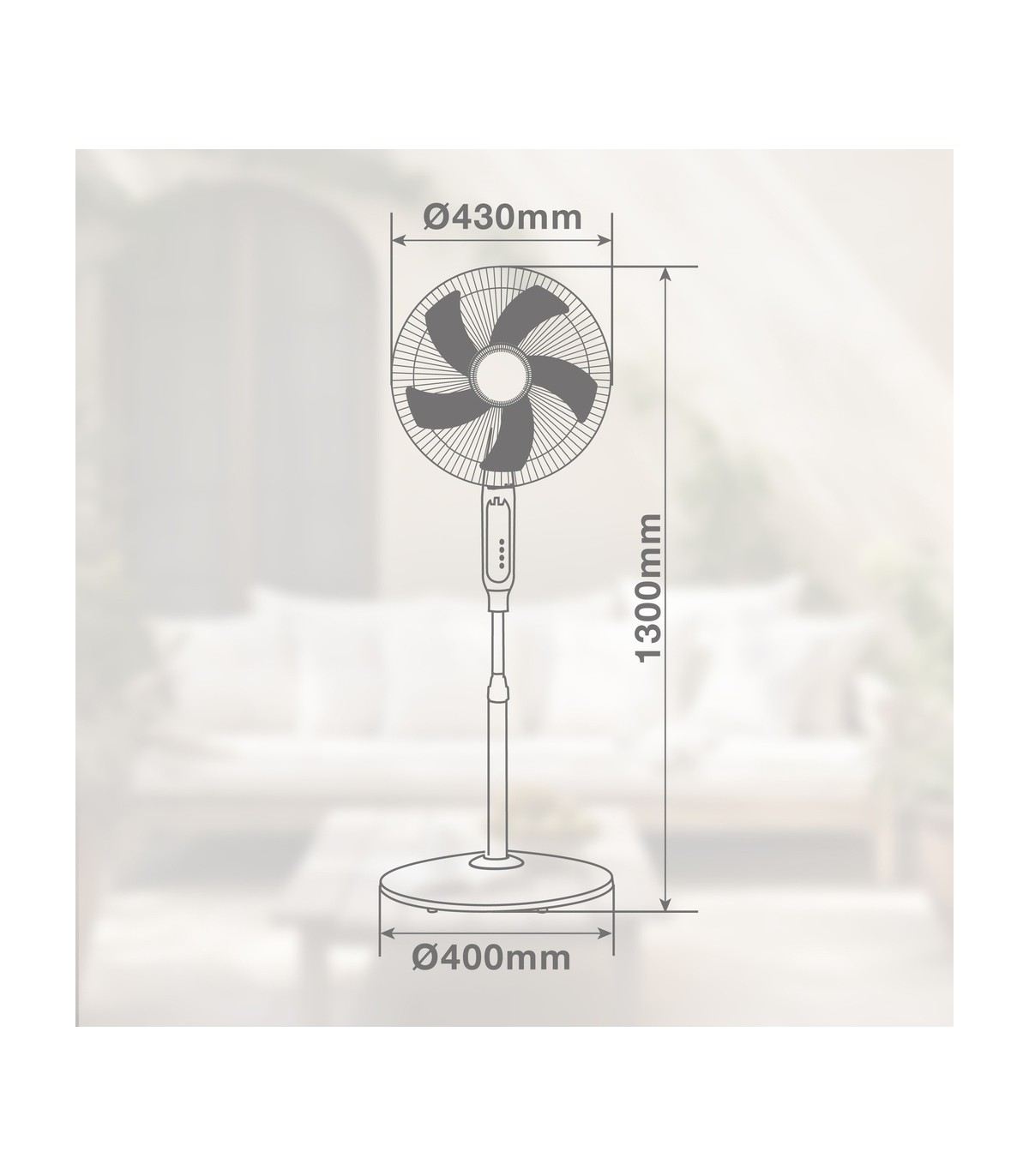 Ventilador portátil de pie SANLURI con mando 15W Ø39cm Blanco