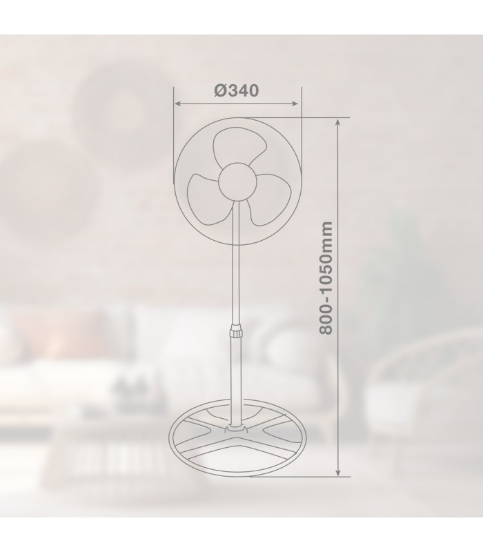 Ventilador de Pie metálico VICARI 37W Ø34cm Negro