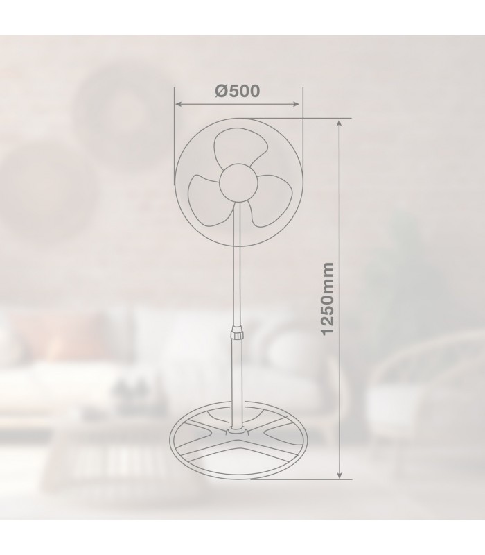 Pack 2 Ventiladores de Pie metálicos FAVARA 55W Ø50cm Negro