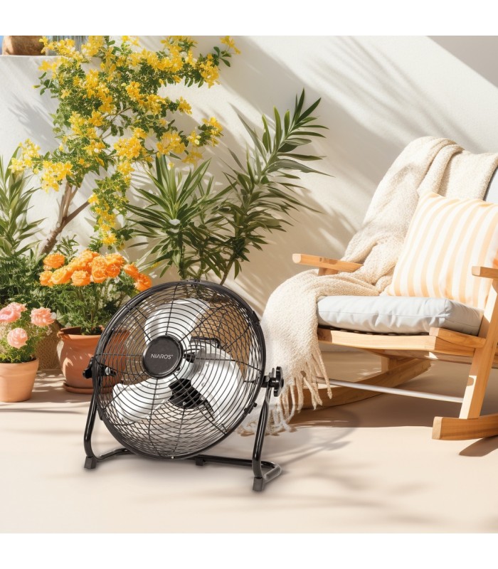 Ventilador Portátil Metálico De Suelo NUORO 15W Ø40cm Negro