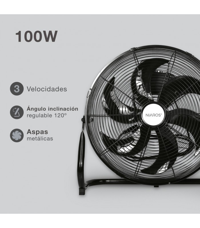Ventilador Metálico De Suelo AIDONE 100W Ø51cm Negro