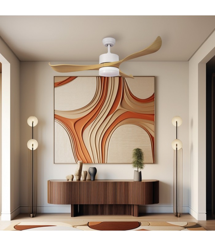 Ventilador KOTA Blanco DC 15W 1534Lm 3 Aspas Haya CCT