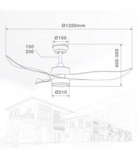 Ventilador KOTA Blanco DC 15W 1534Lm 3 Aspas Haya CCT