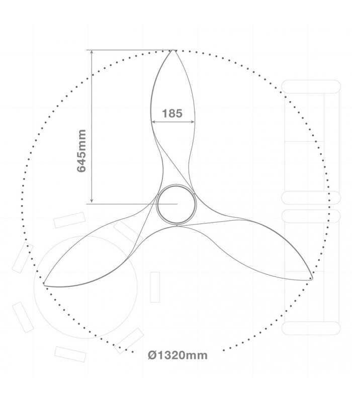 Ventilador KOTA Blanco DC 15W 1534Lm 3 Aspas Haya CCT