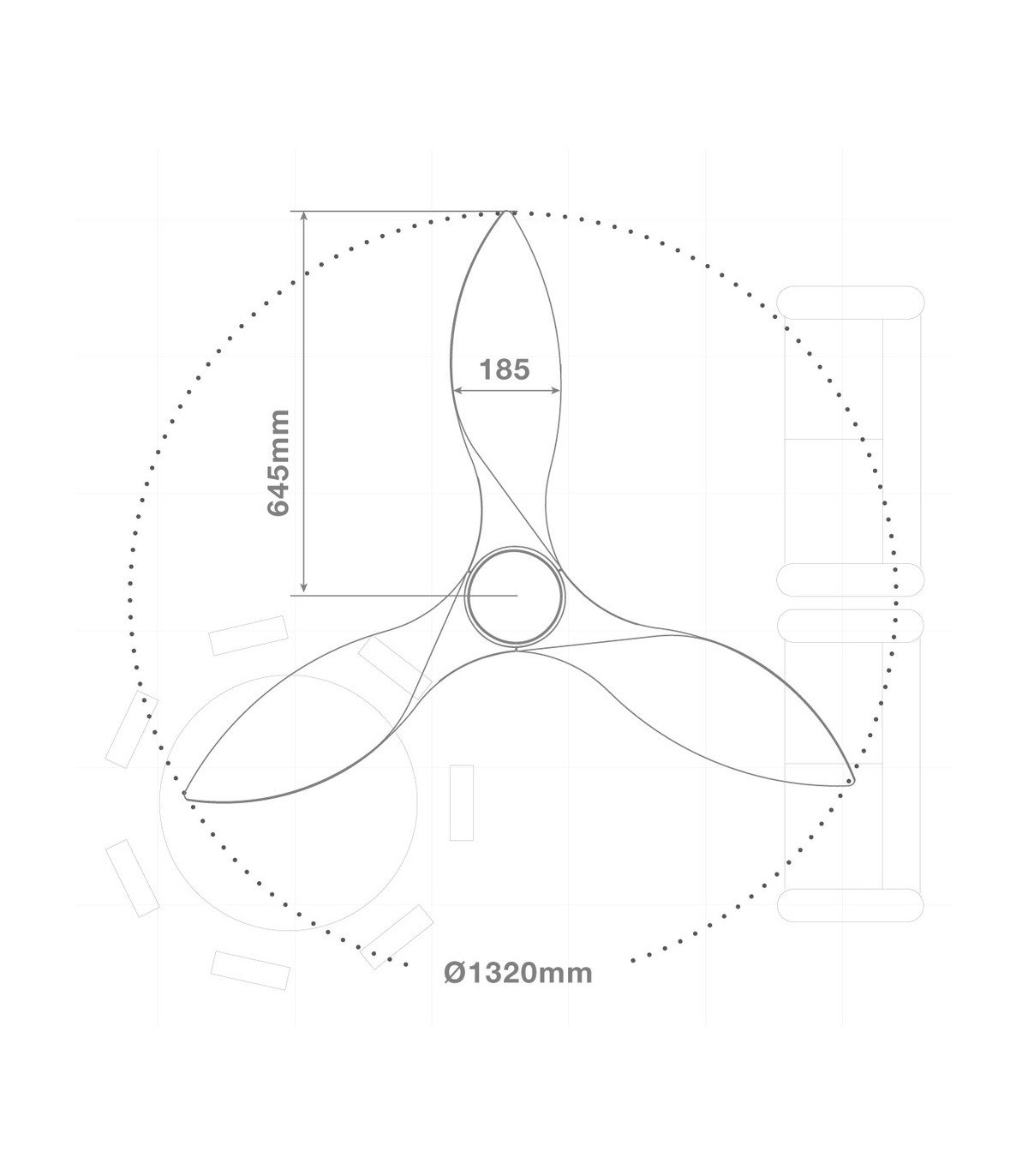Ventilador KOTA Blanco DC 15W 1534Lm 3 Aspas Haya CCT