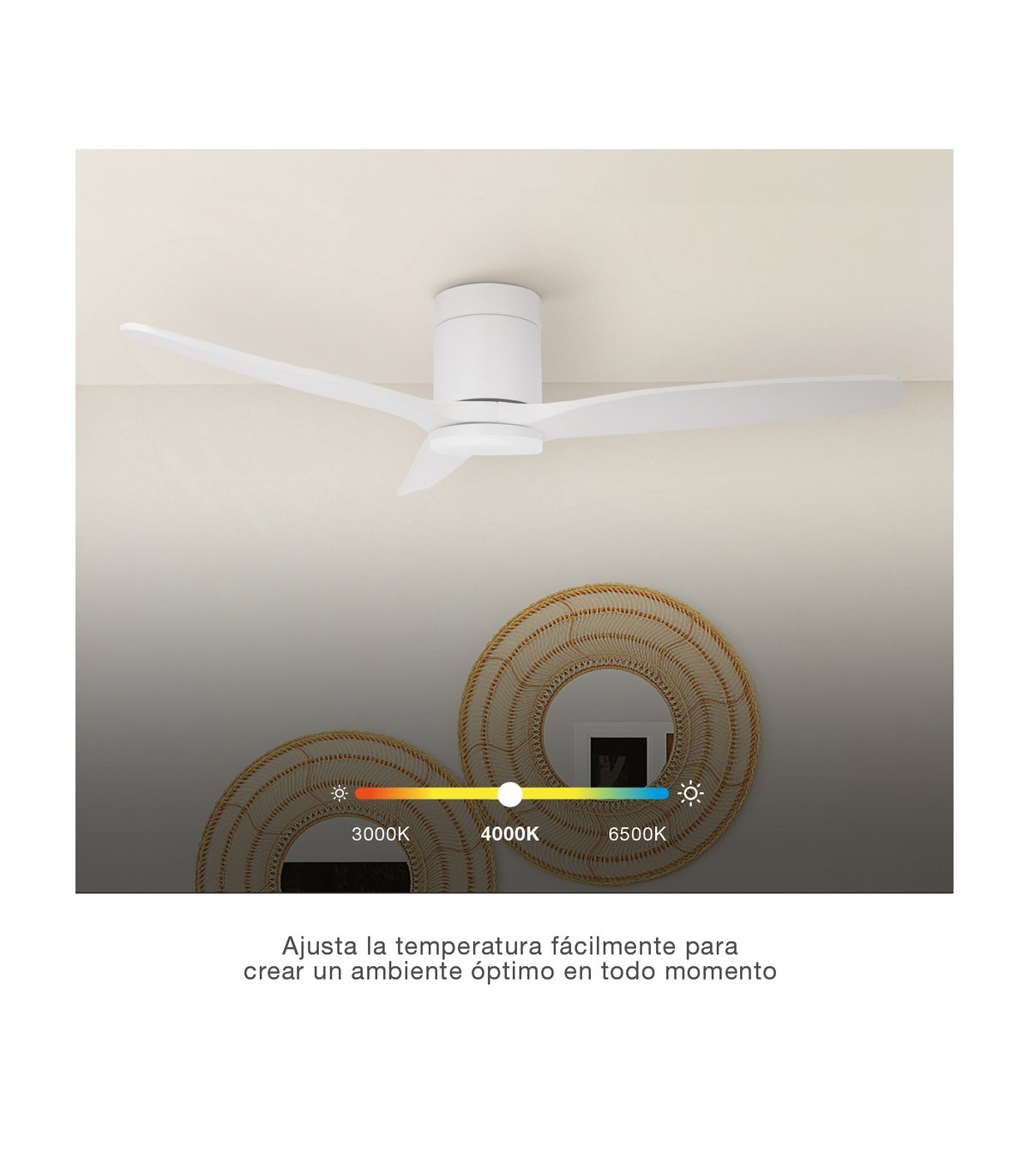 Ventilador KASAMA APP Blanco DC 15W 1534Lm 3 Aspas Blanco CCT
