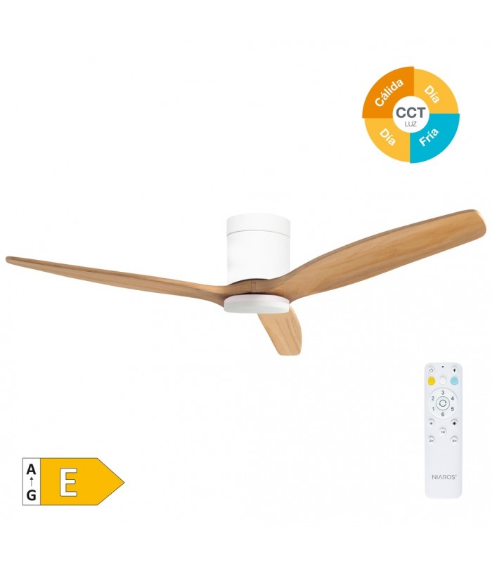 Ventilador KASAMA APP Blanco DC 15W 1534Lm 3 Aspas Haya CCT
