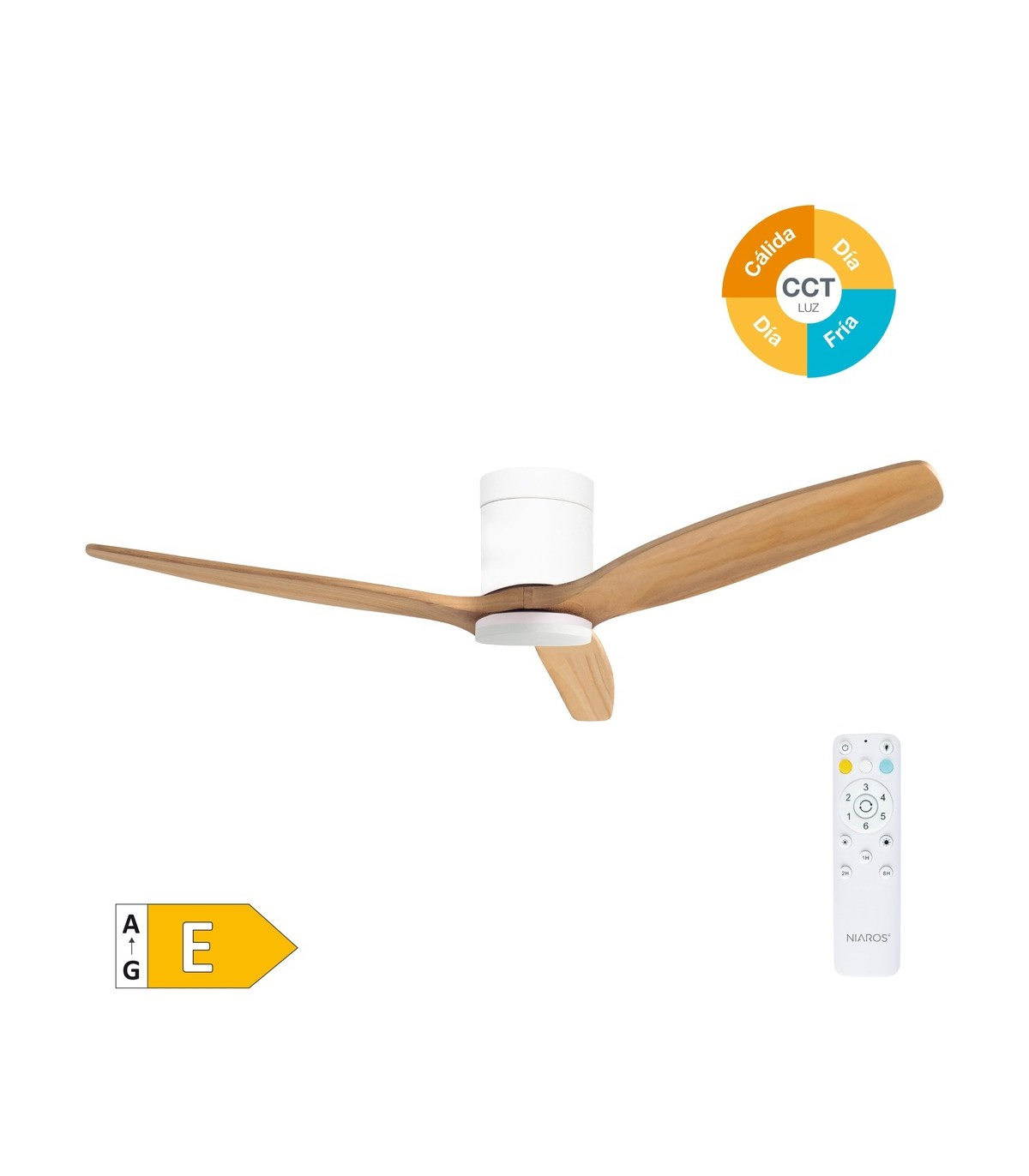 Ventilador KASAMA APP Blanco DC 15W 1534Lm 3 Aspas Haya CCT