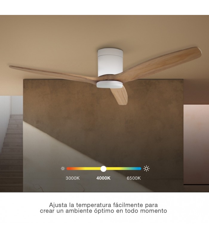 Ventilador KASAMA APP Blanco DC 15W 1534Lm 3 Aspas Haya CCT