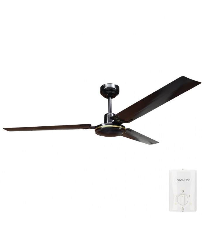 Ventilador De Techo Saltok Negro AC Sin Luz 3 Aspas 142D