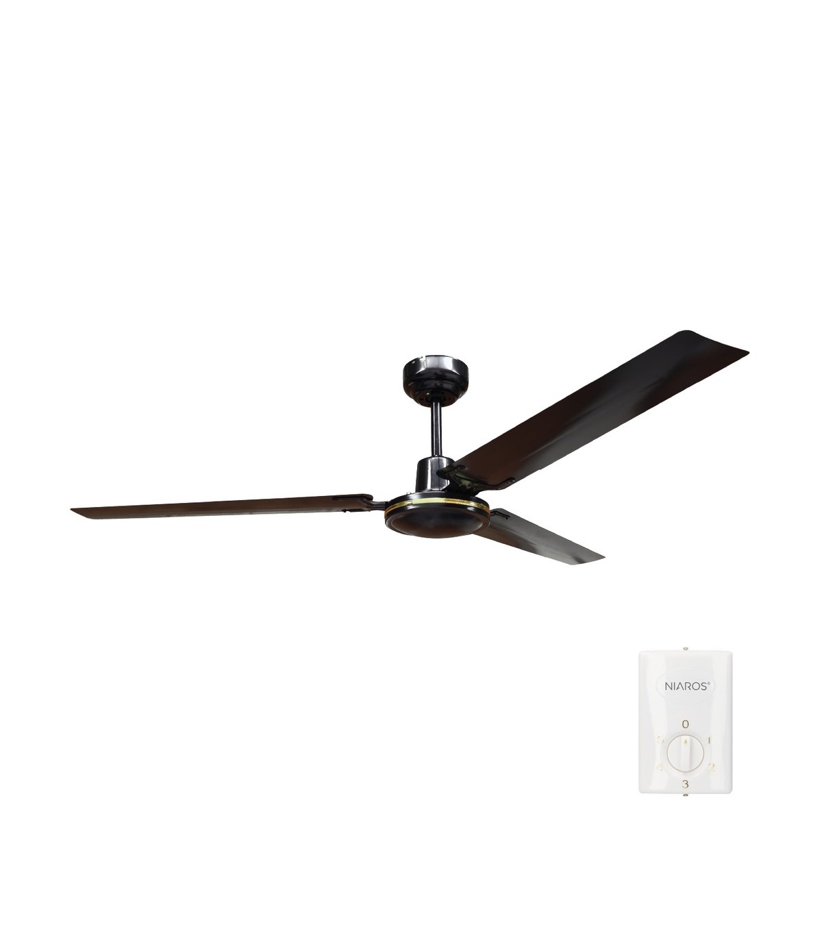 Ventilador De Techo Saltok Negro AC Sin Luz 3 Aspas 142D