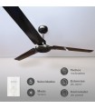 Ventilador De Techo Saltok Negro AC Sin Luz 3 Aspas 142D